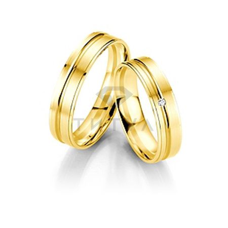 Т-27527 золотые парные обручальные кольца (ширина 5 мм.) (цена за пару)