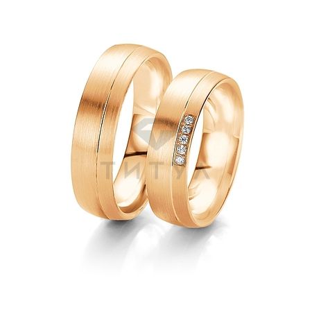 Т-28421 золотые парные обручальные кольца (ширина 6 мм.) (цена за пару)