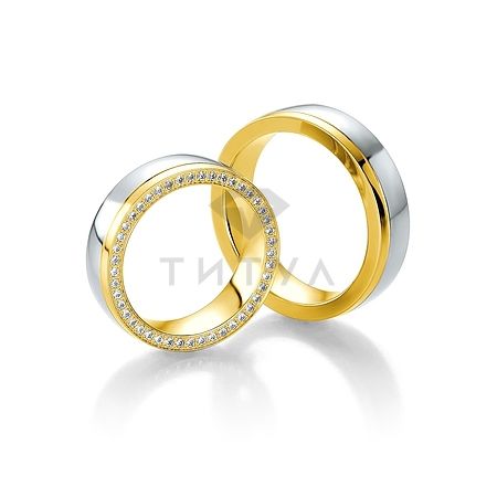 Т-29014 золотые парные обручальные кольца (ширина 6 мм.) (цена за пару)
