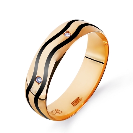 Золотое кольцо обручальное с бриллиантами, эмалью