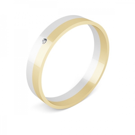 Костромской ювелирный завод Обручальное кольцо из комбинированного золота с бриллиантом