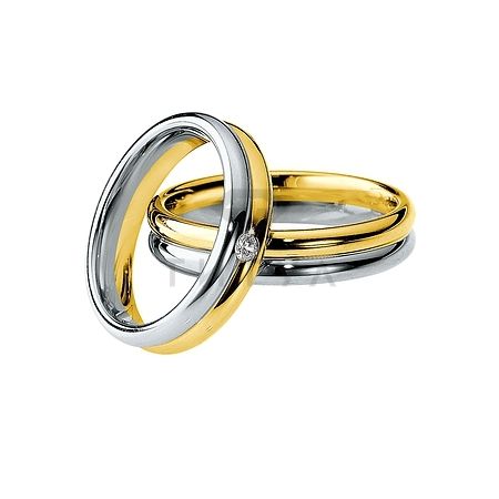 Т-28143 золотые парные обручальные кольца (ширина 5 мм.) (цена за пару)