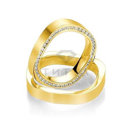 Т-28945 золотые парные обручальные кольца (ширина 5 мм.) (цена за пару)