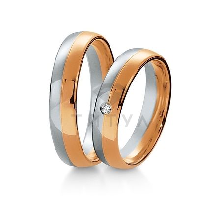 Т-28142 золотые парные обручальные кольца (ширина 5 мм.) (цена за пару)