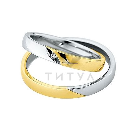 Т-27164 золотые парные обручальные кольца (ширина 3 мм.) (цена за пару)