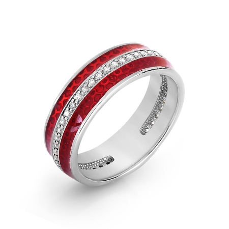 Т357016658-1 кольцо из белого золота с эмалью, фианитами