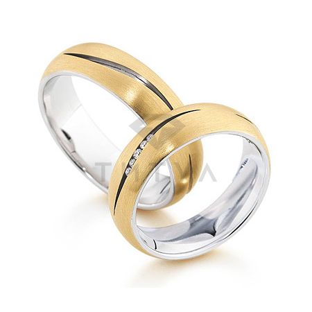 Т-28851 золотые парные обручальные кольца (ширина 6 мм.) (цена за пару)