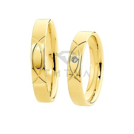 Т-26881 золотые парные обручальные кольца (ширина 4 мм.) (цена за пару)