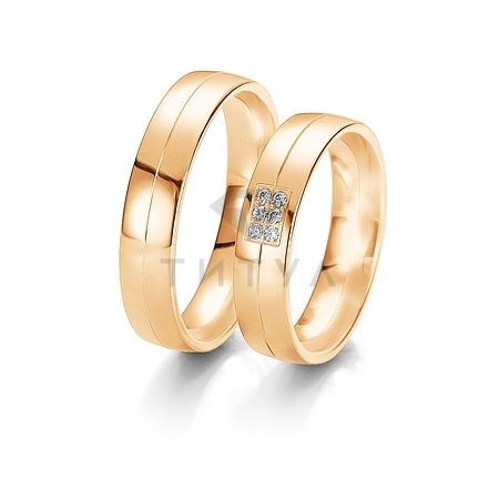 Ювелирная компания «ТИТУЛ» Золотые парные обручальные кольца (ширина 5 мм.) (цена за пару)