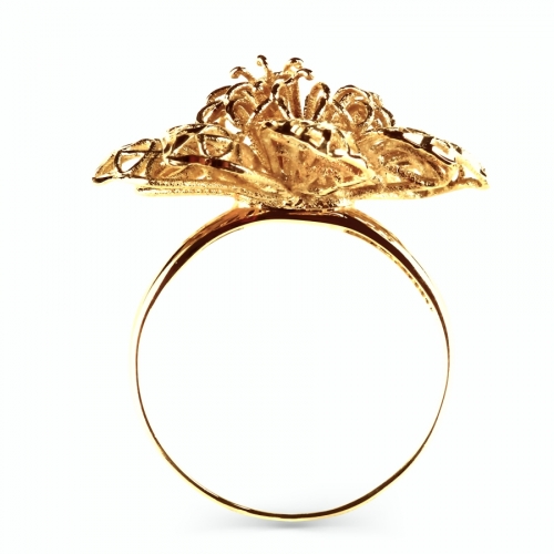 Золотое кольцо Ажурный цветок без камней