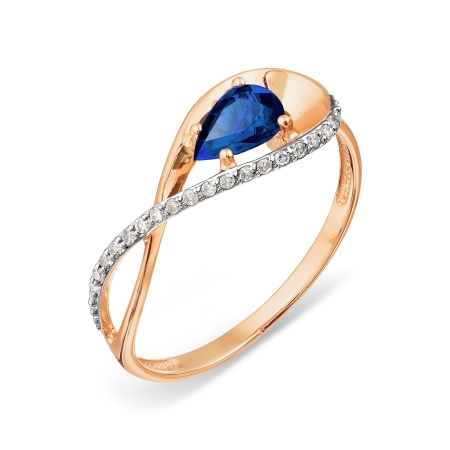 Т141018206 золотое кольцо с сапфиром и бриллиантом
