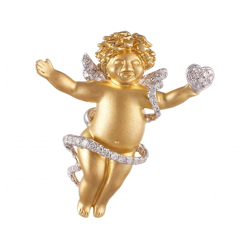 Брошь-подвеска из золота с бриллиантами (ангел)