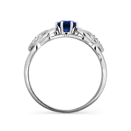 Т301016427 женское кольцо из белого золота с сапфиром и бриллиантом