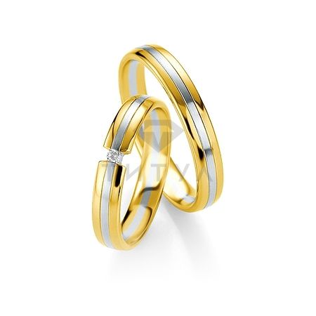 Т-27794 золотые парные обручальные кольца (ширина 4 мм.) (цена за пару)