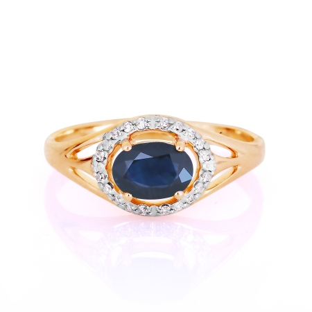 Т141016431 золотое кольцо с сапфиром и бриллиантами