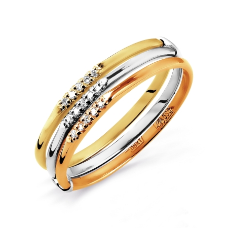 Т101015345 кольцо обручальное из комбинированного золота с бриллиантами