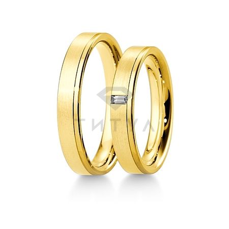Т-28514 золотые парные обручальные кольца (ширина 4 мм.) (цена за пару)