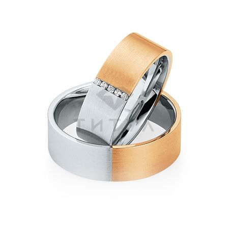 Т-28752 золотые парные обручальные кольца (ширина 7 мм.) (цена за пару)