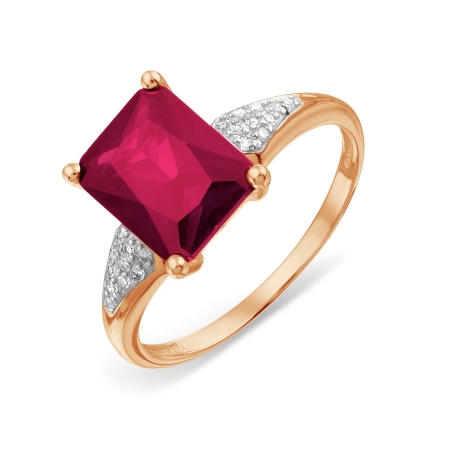 Золотое кольцо с бриллиантами, рубином