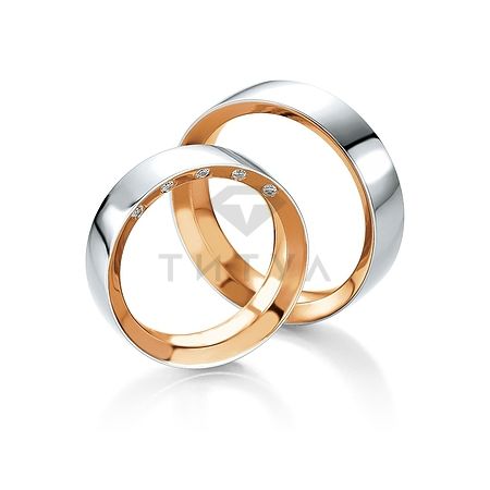 Т-28671 золотые парные обручальные кольца (ширина 6 мм.) (цена за пару)