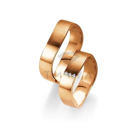 Т-27671 золотые парные обручальные кольца (ширина 6 мм.) (цена за пару)