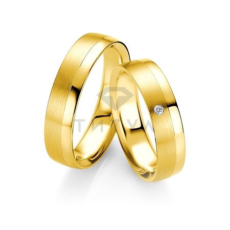Т-28673 золотые парные обручальные кольца (ширина 5 мм.) (цена за пару)