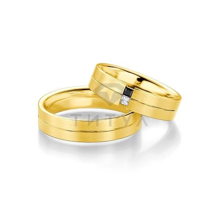 Т-28837 золотые парные обручальные кольца (ширина 5 мм.) (цена за пару)