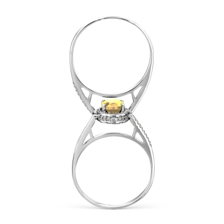 Т331017095 кольцо из белого золота с цитрином и бриллиантом