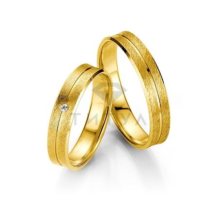 Т-26886 золотые парные обручальные кольца (ширина 4 мм.) (цена за пару)