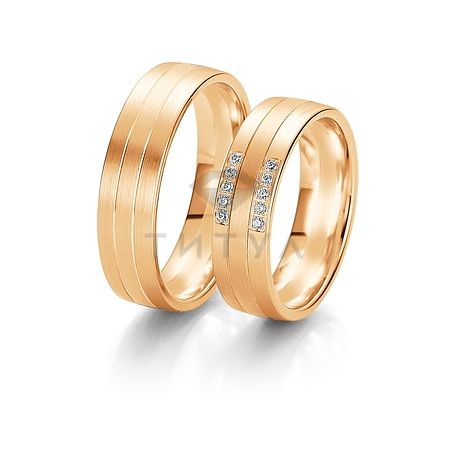 Т-28554 золотые парные обручальные кольца (ширина 6 мм.) (цена за пару)