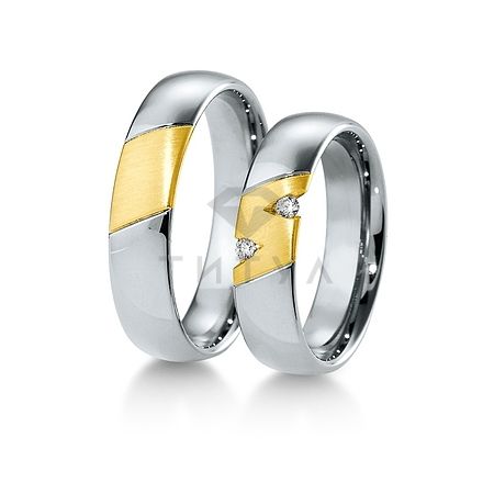 Т-28596 золотые парные обручальные кольца (ширина 5 мм.) (цена за пару)