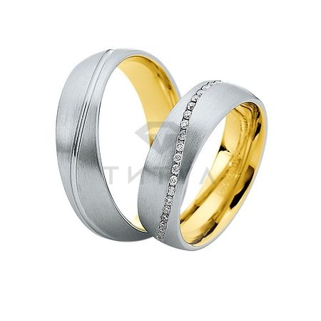Т-28952 золотые парные обручальные кольца (ширина 6 мм.) (цена за пару)