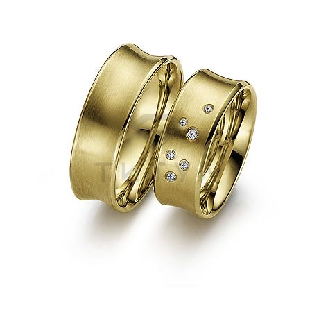 Т-28442 золотые парные обручальные кольца (ширина 8 мм.) (цена за пару)
