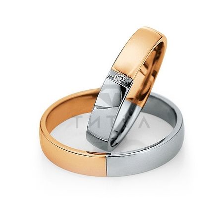 Т-27382 золотые парные обручальные кольца (ширина 4 мм.) (цена за пару)