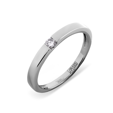 Т301011805 кольцо из белого золота обручальное с бриллиантом