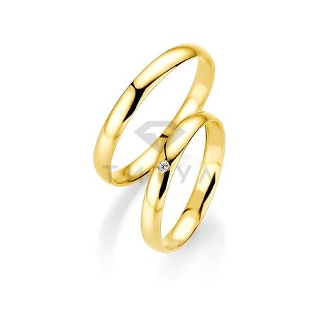 Т-26738 золотые парные обручальные кольца (ширина 3 мм.) (цена за пару)