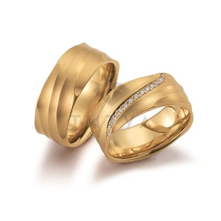 Т-28919 золотые парные обручальные кольца (ширина 8 мм.) (цена за пару)