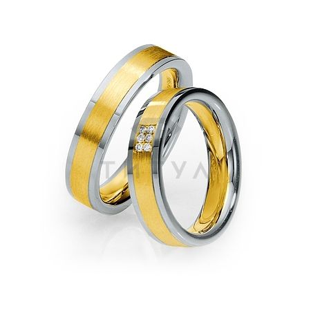 Т-28677 золотые парные обручальные кольца (ширина 5 мм.) (цена за пару)