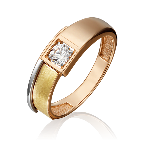 Ювелирный завод «Платина» Кольцо из комбинированного золота со Swarovski Zirconia