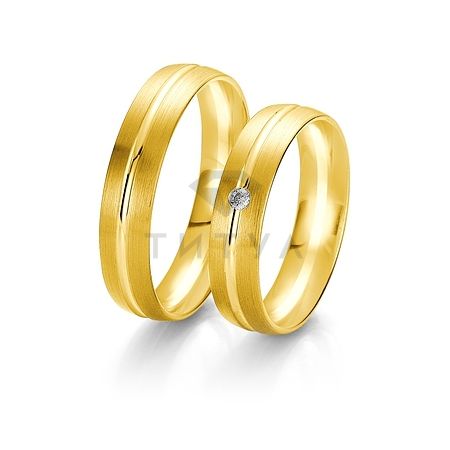 Т-27647 золотые парные обручальные кольца (ширина 5 мм.) (цена за пару)