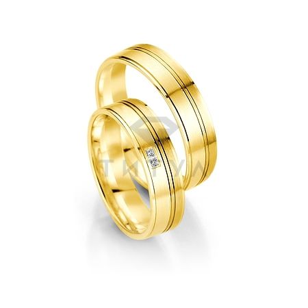 Т-27832 золотые парные обручальные кольца (ширина 5 мм.) (цена за пару)