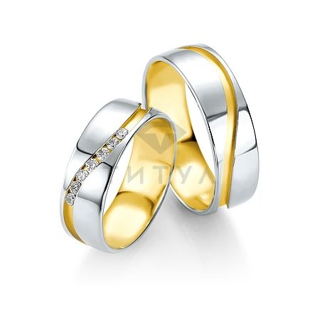 Т-28828 золотые парные обручальные кольца (ширина 7 мм.) (цена за пару)