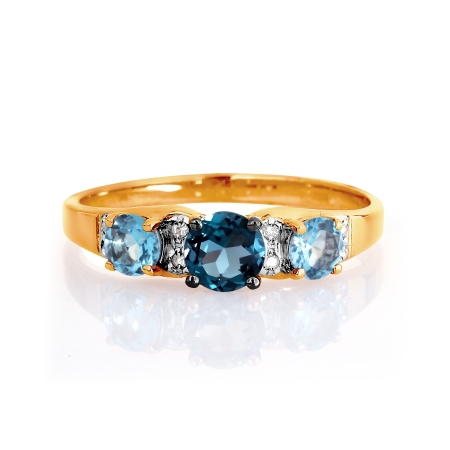Т141016470 золотое кольцо с топазами, бриллиантами
