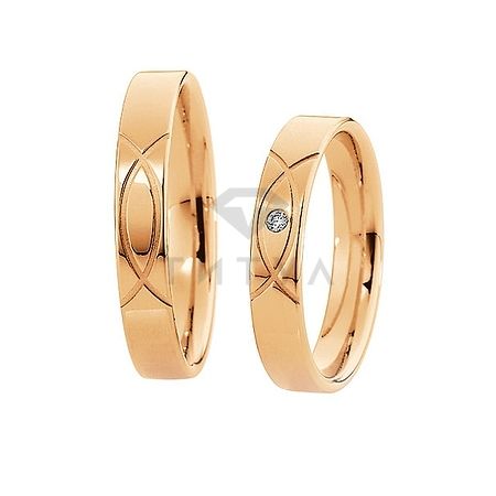 Т-26881 золотые парные обручальные кольца (ширина 4 мм.) (цена за пару)