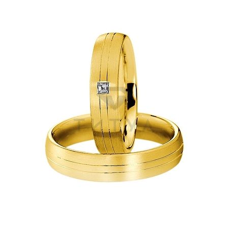 Т-27942 золотые парные обручальные кольца (ширина 5 мм.) (цена за пару)
