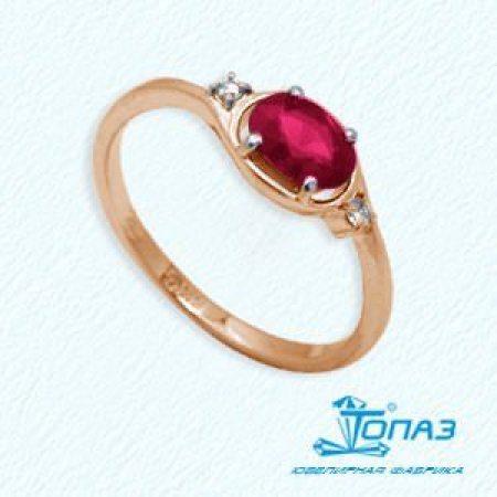 Т141012098 золотое кольцо с рубином и бриллиантом