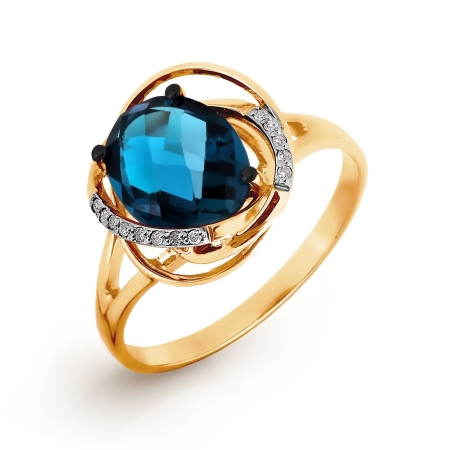 Т141016407 золотое кольцо с топазом, бриллиантами