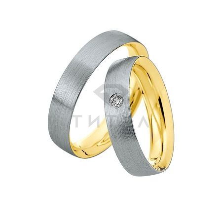 Т-27718 золотые парные обручальные кольца (ширина 5 мм.) (цена за пару)