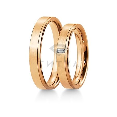 Т-28454 золотые парные обручальные кольца (ширина 4 мм.) (цена за пару)