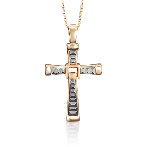 Золотой крестик без камней с алмазной гранью